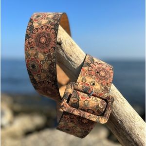 Vegan Cork Floral Belt Waist 35" - 40"